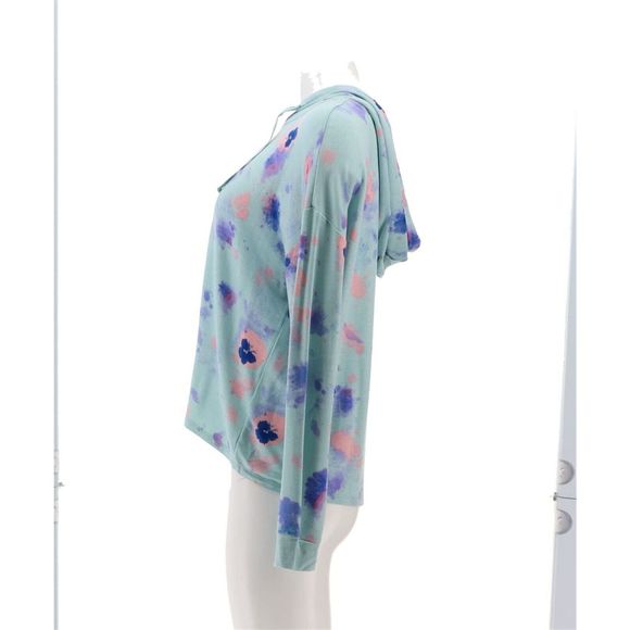 Candace Cameron Malibu Lounge 1/2 Zip Hoodie SilvSage TieDye A4732298 - Picture 3 of 9